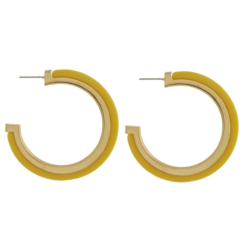 Yellow and Gold Hoop Earrings